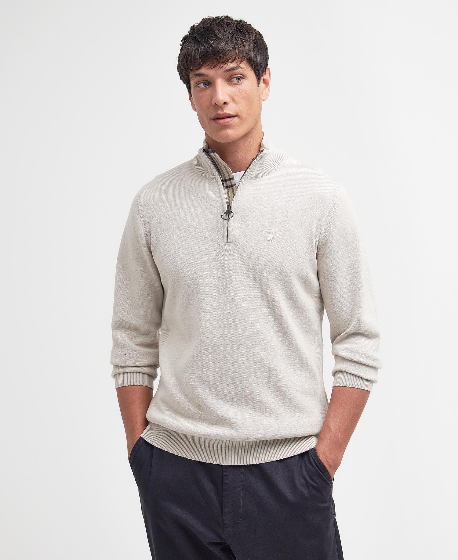 Felpa in cotone con mezza zip image number 0