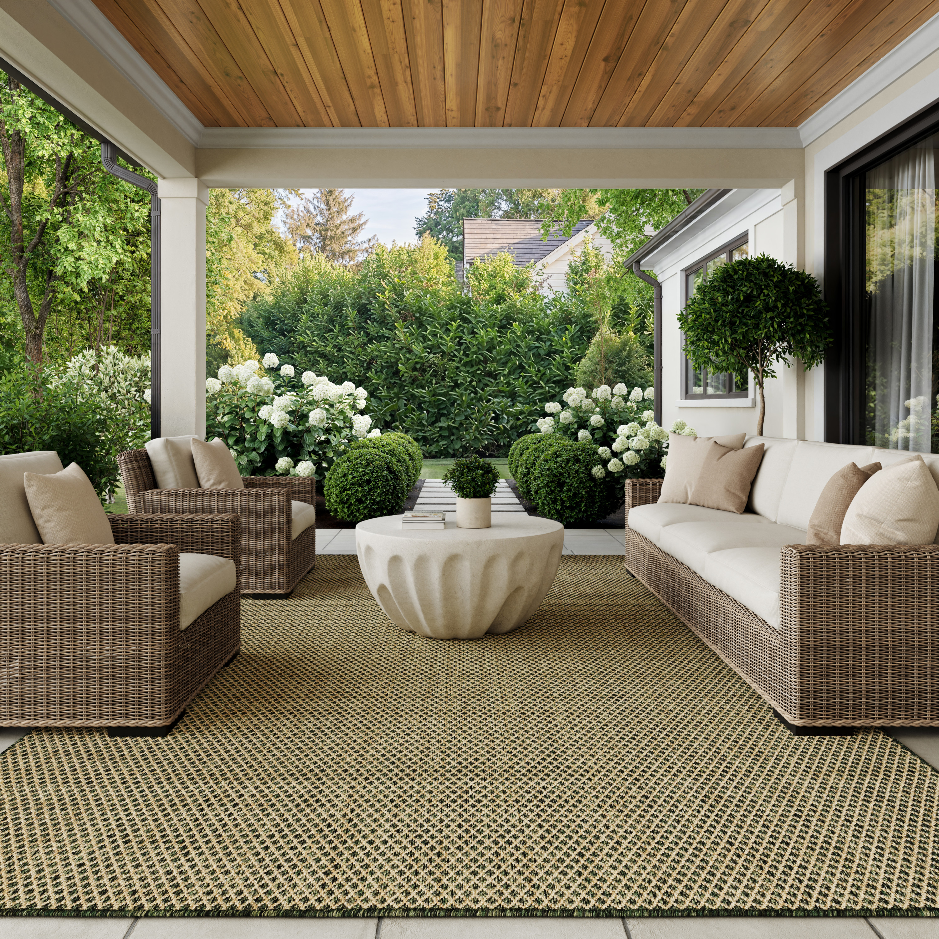 Nourison Courtyard 8' x 10' Green Modern Rug
