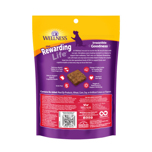 Wellness Rewarding Life Beef & Turkey back packaging