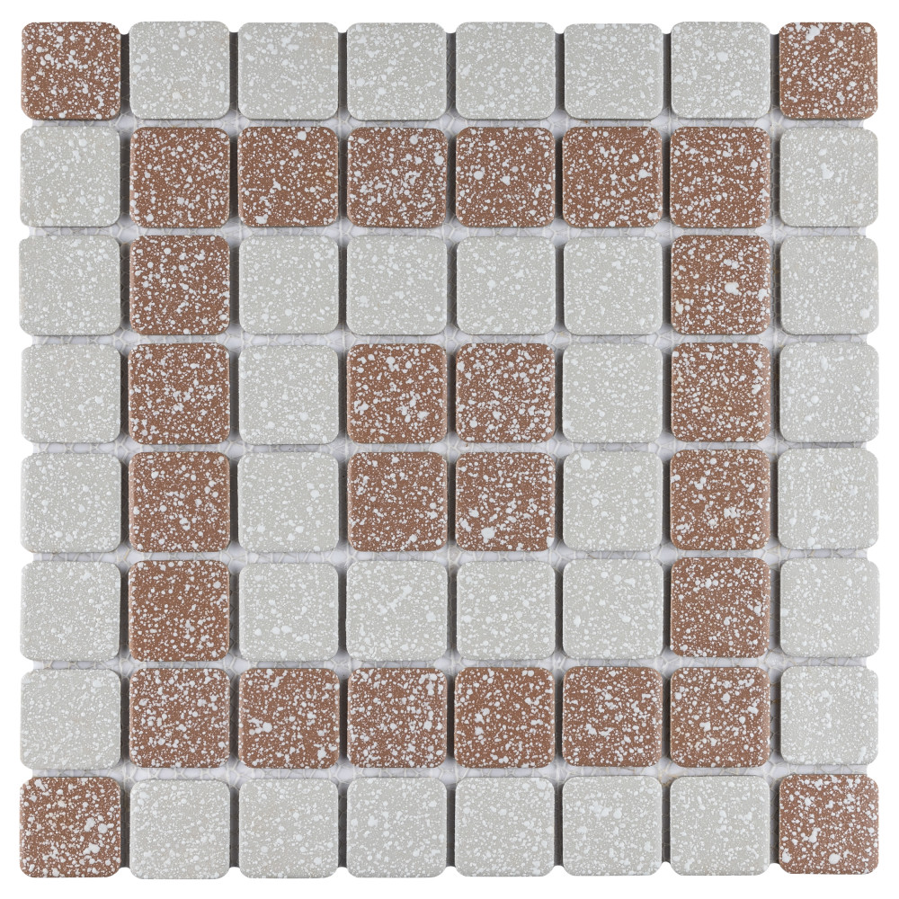 Sample – Crystalline Market Square Beige Porcelain Mosaic Tile