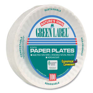 AJM Packaging Corp, Nature's Own Green Label, 6 inch Plates, 1000/Case