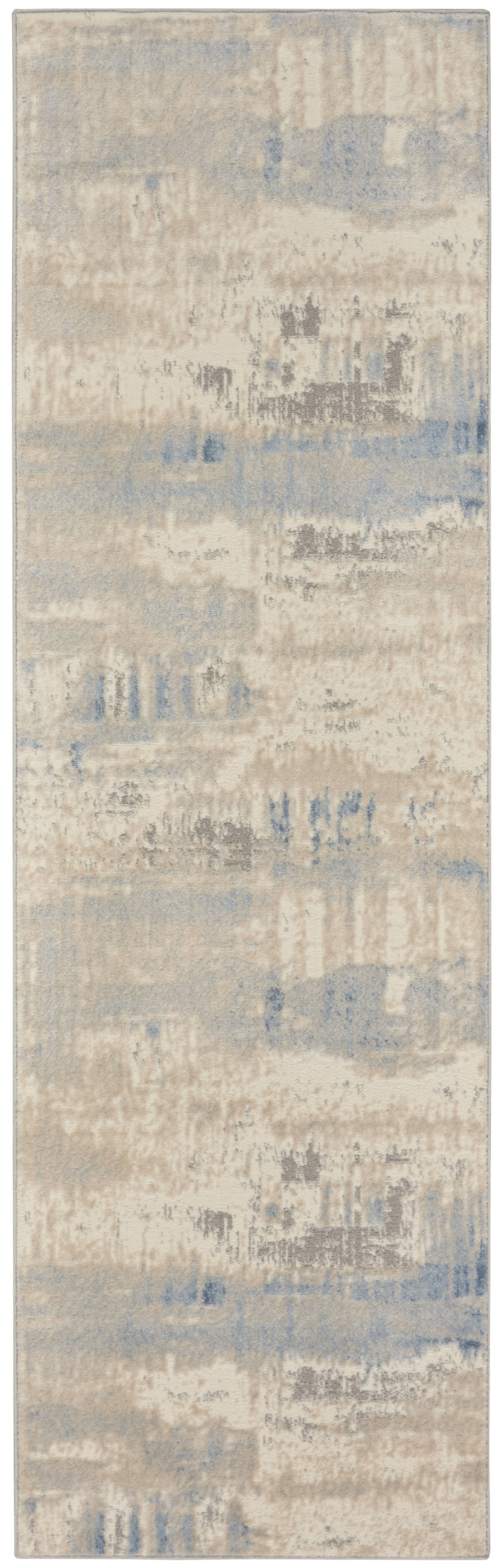 Nourison Solace 2'3" x 7'3" Ivory Grey Blue Modern Indoor Rug
