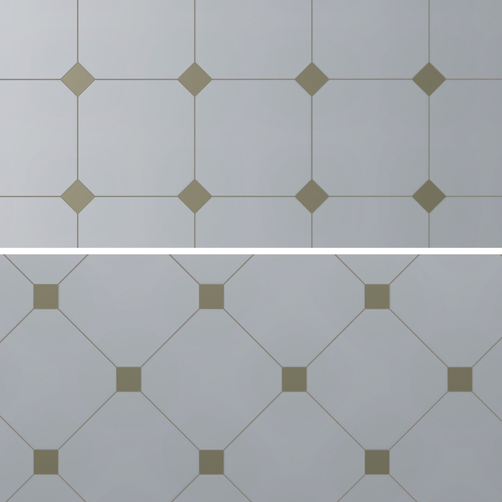 Vaudeville Octagon Humo with Taco Oliva 7-7/8 in. x 7-7/8 in. Porcelain Floor and Wall Tile