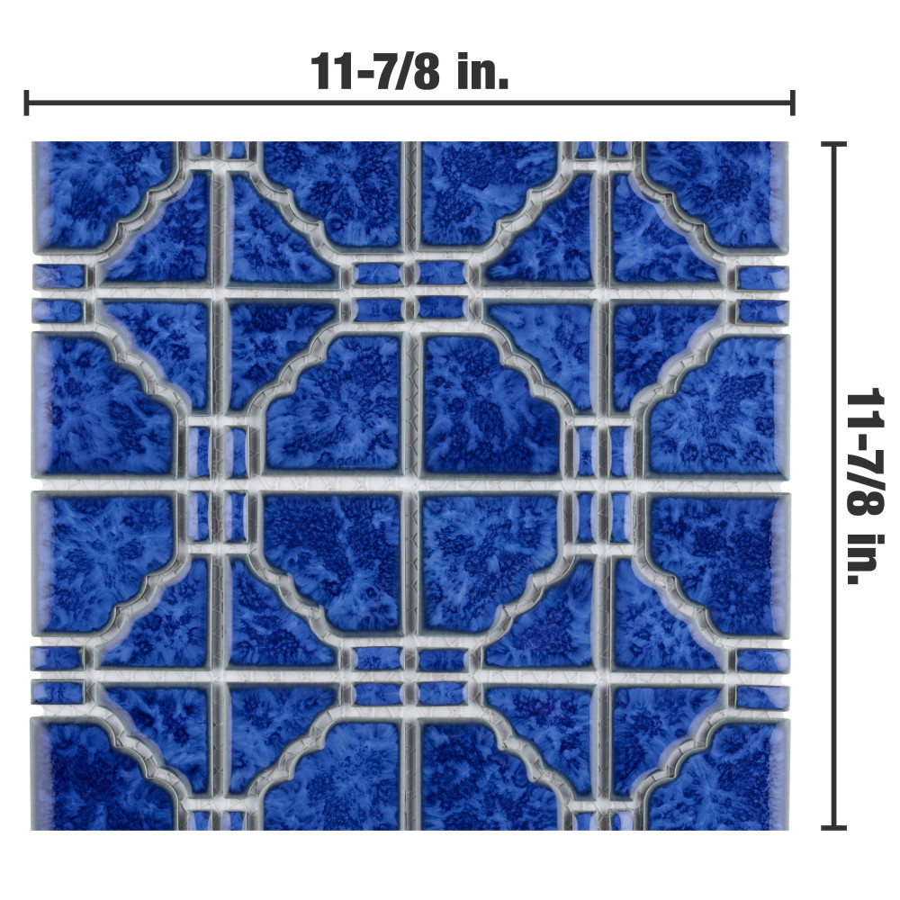 Osaka Blue Cloud 11-7/8 in. x 11-7/8 in. Porcelain Mosaic Tile