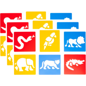 Jungle Animal Stencils, Plastic, 6 Count, Pack of 3