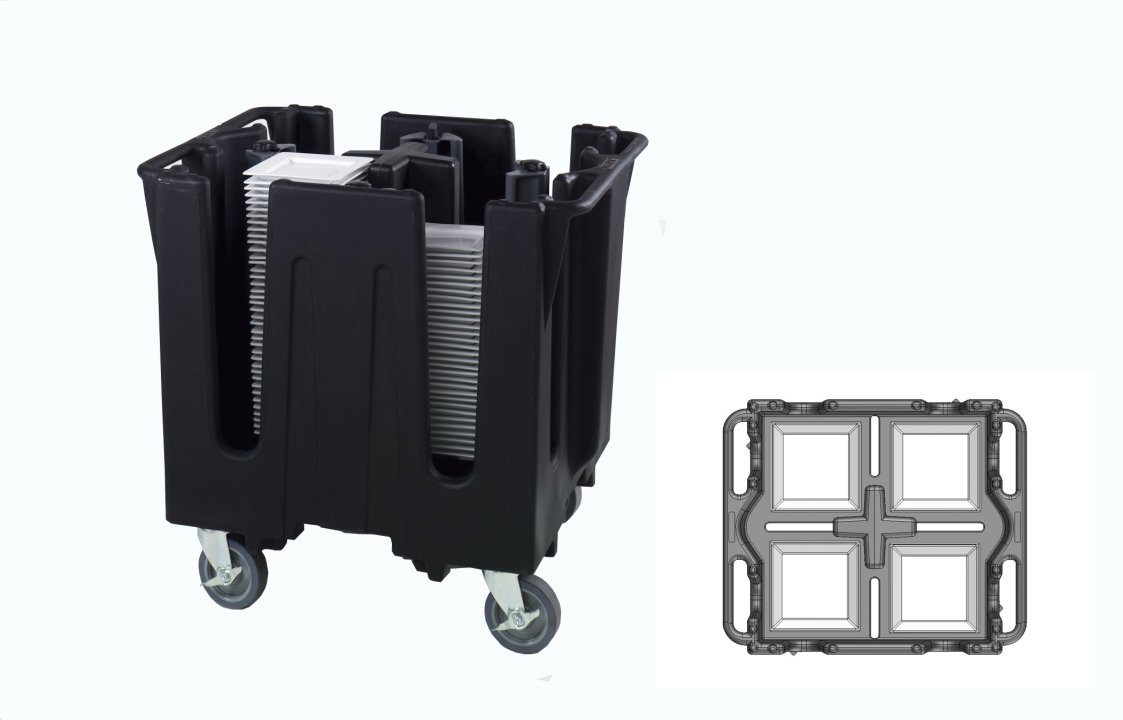 Traex® adjustable dish caddy for 9 ⅝- to 10 ⅝-inch square plates and bowls in black