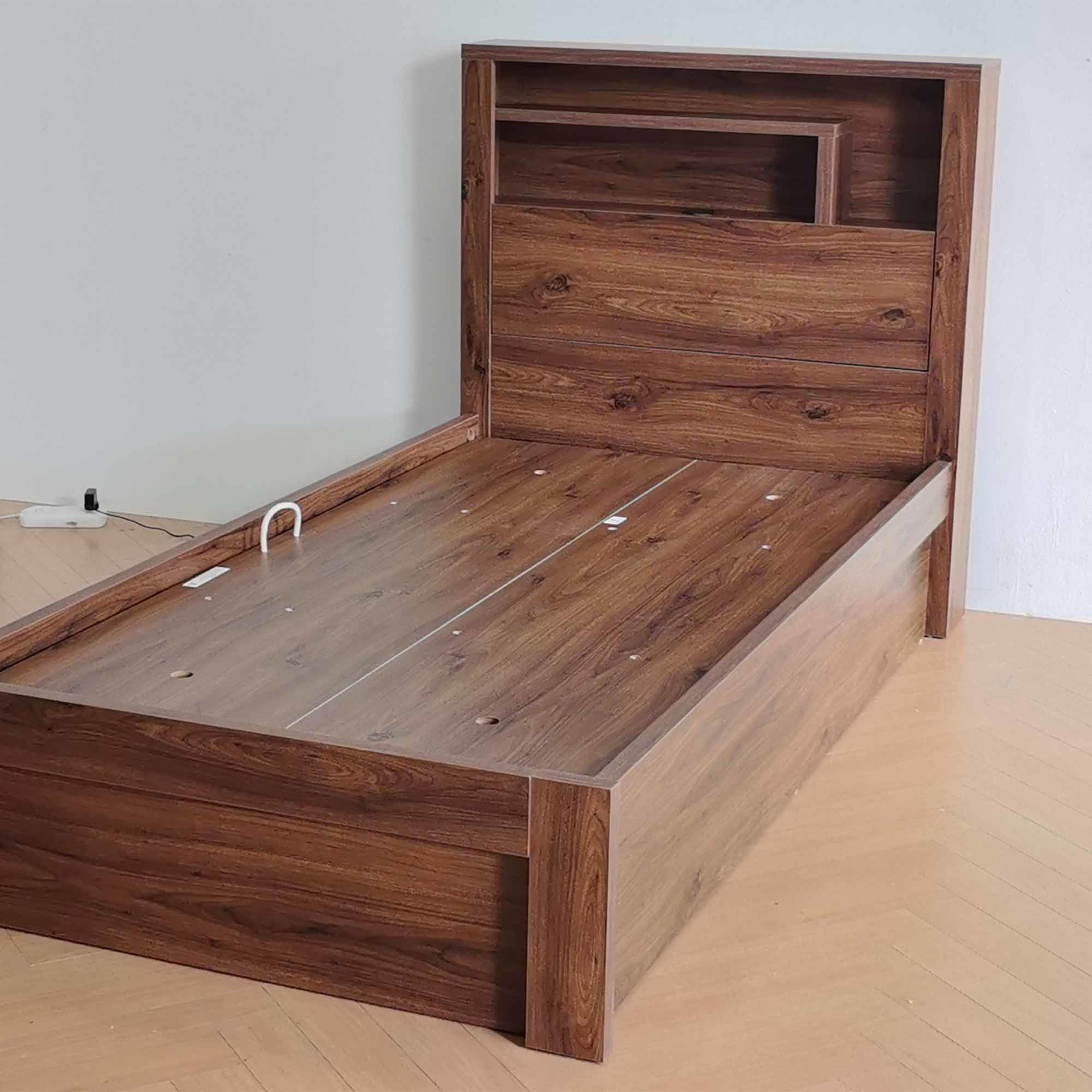 Product image of the  Bellevue Bed Frame, Side Gas Lift Base, Rustic Walnut from Forty Winks