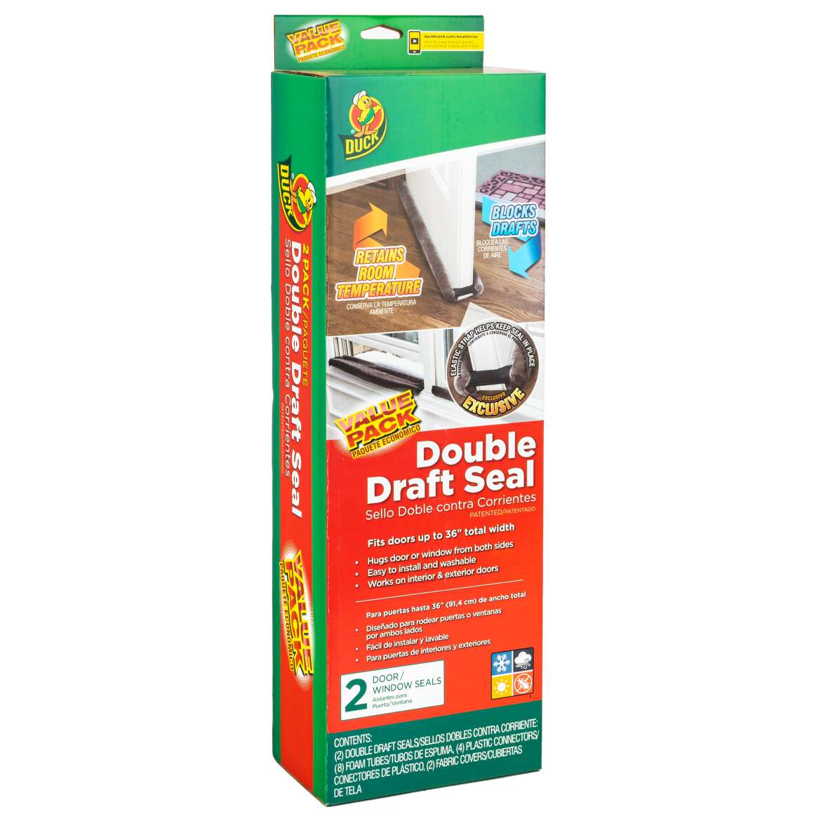 Duck® Brand Double Draft Seal - Dark Gray, 2 pk, Fits up to 34 in. wide