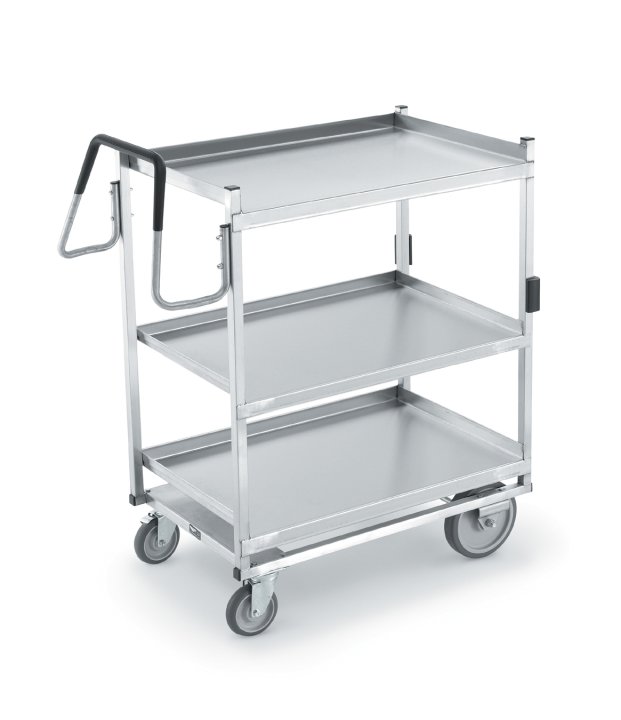 Three-shelf heavy-duty stainless steel standard cart with 20" x 30" shelves