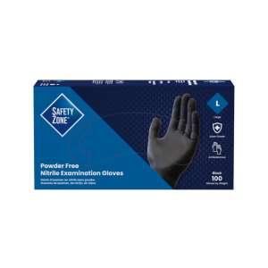 HOSGLN145FL, Hospeco, Safety Zone, Medical Grade Gloves, Nitrile, 5.0 mil, Powder Free, L, Black