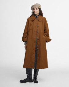 Beatrix Showerproof Trench Coat Rust Brown/Sky Dress Tartan