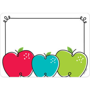 Etiquetas de manzanas Doodle, 3-1/2" x 2-1/2", paquete de 36