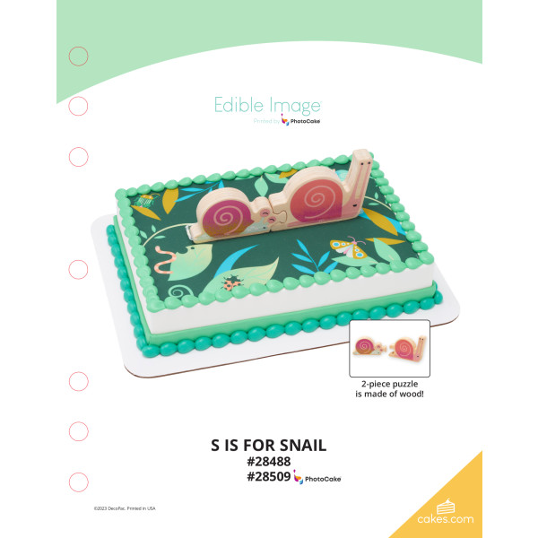 S is for Snail The Magic of Cakes® PhotoCake® Enhanced Background Page