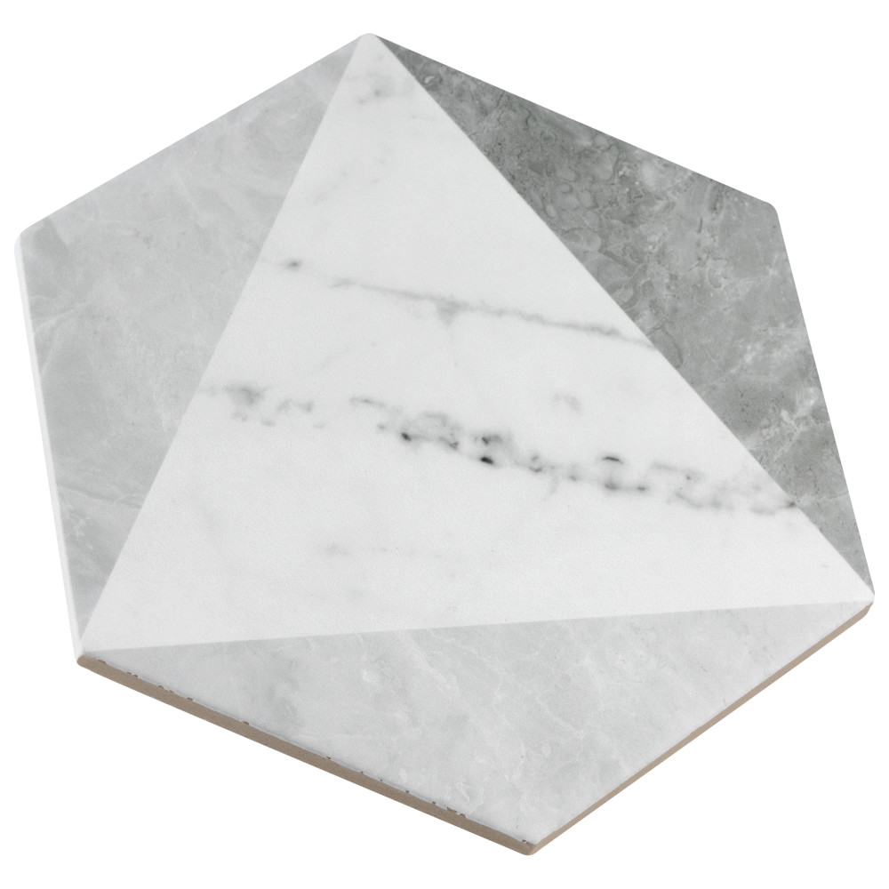 Classico Carrara Hexagon Peak 7 in. x 8 in. Porcelain Floor and Wall Tile