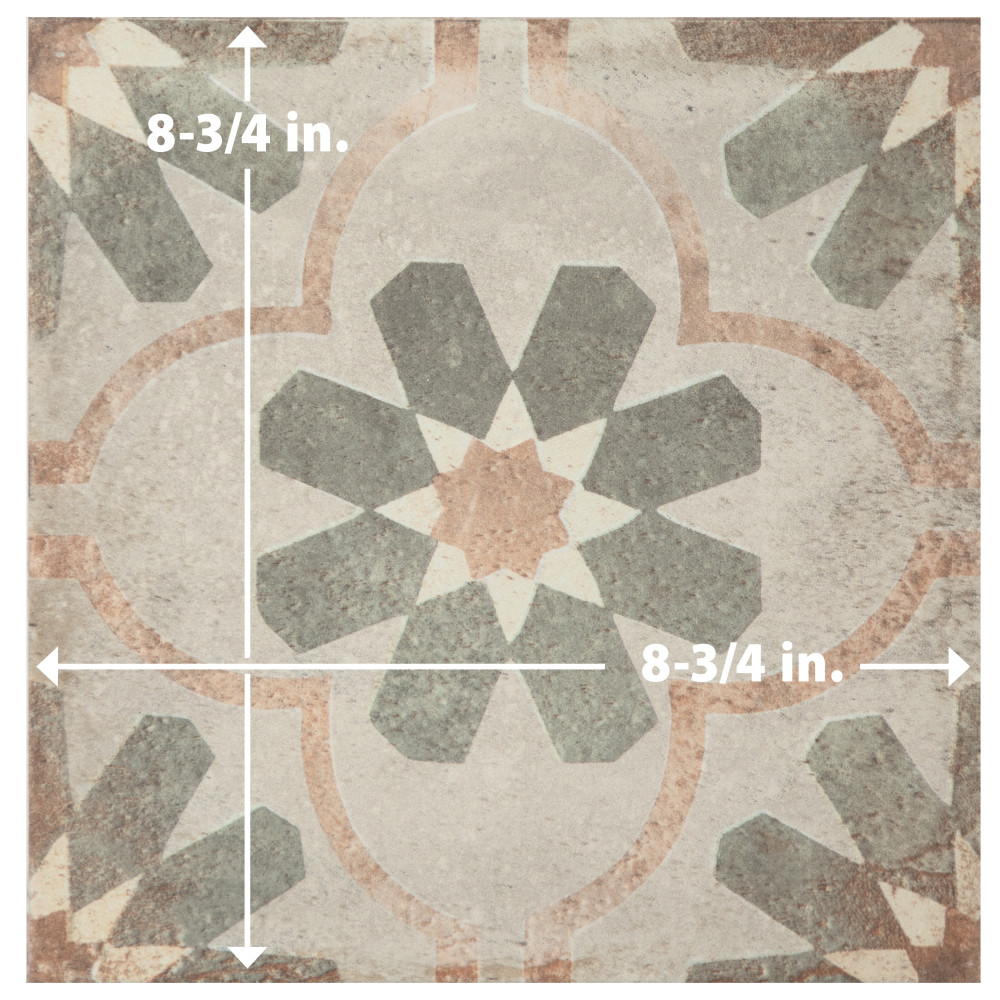 D’Anticatto Decor Florence 8-3/4 in. x 8-3/4 in. Porcelain Floor and Wall Tile