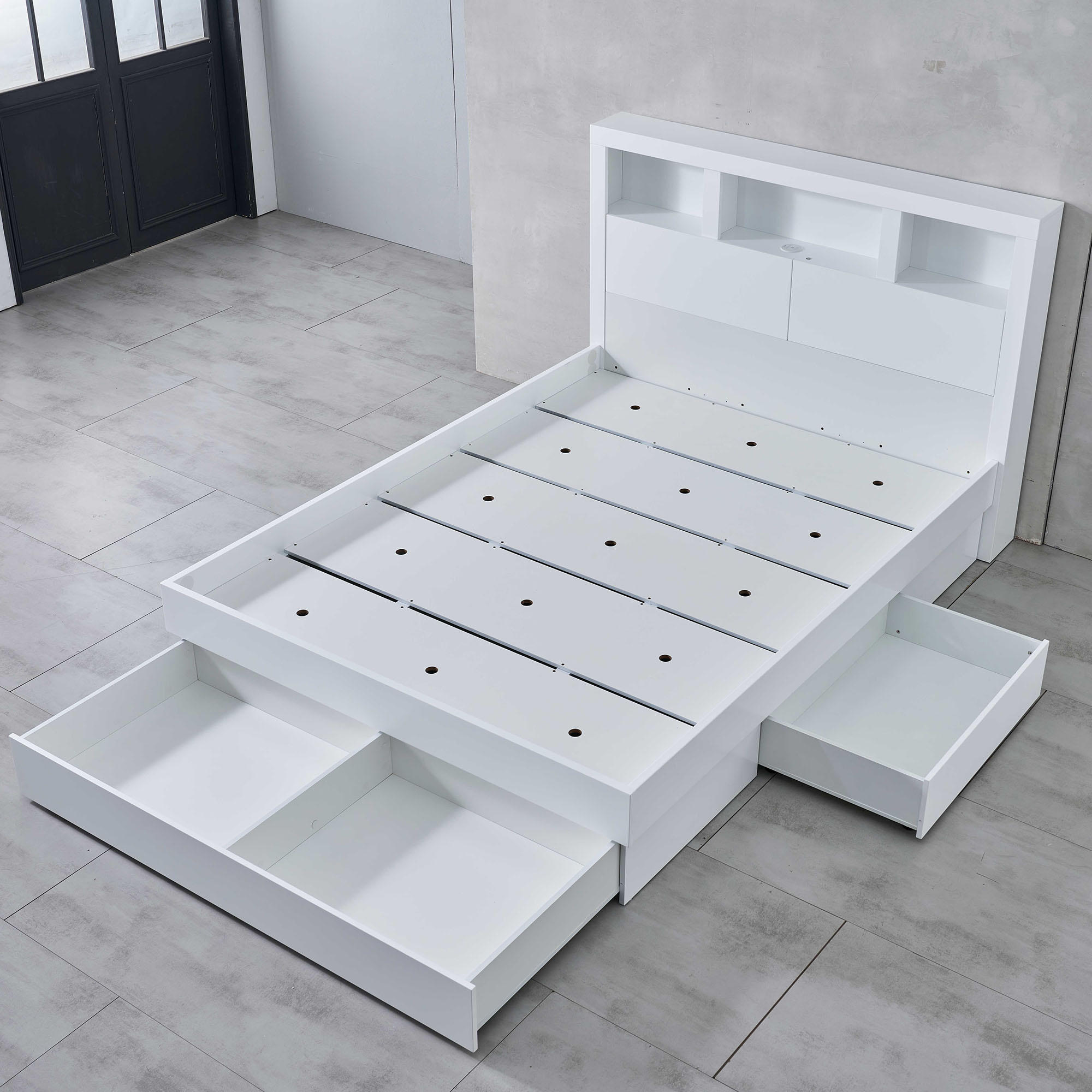 Product image of the  Lugano Bed Frame, 3 Drawer Base, Ivory White from Forty Winks