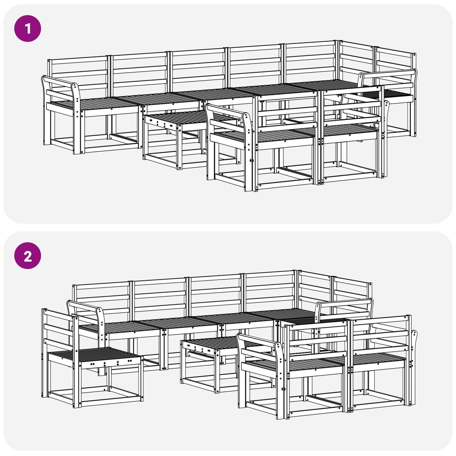 Buiten bankenset 9 pcs Wit Massief Acaciahout image 6