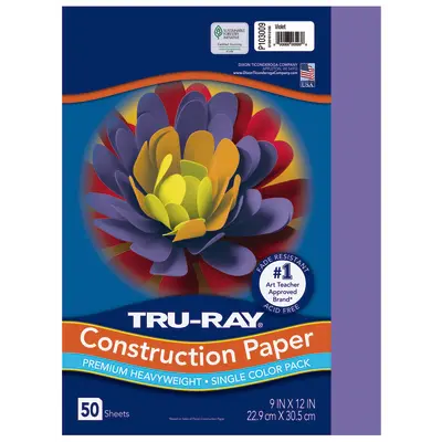 Tru-Ray Premium Heavyweight Construction Paper, Violet, 9"x 12", 50 Sheets