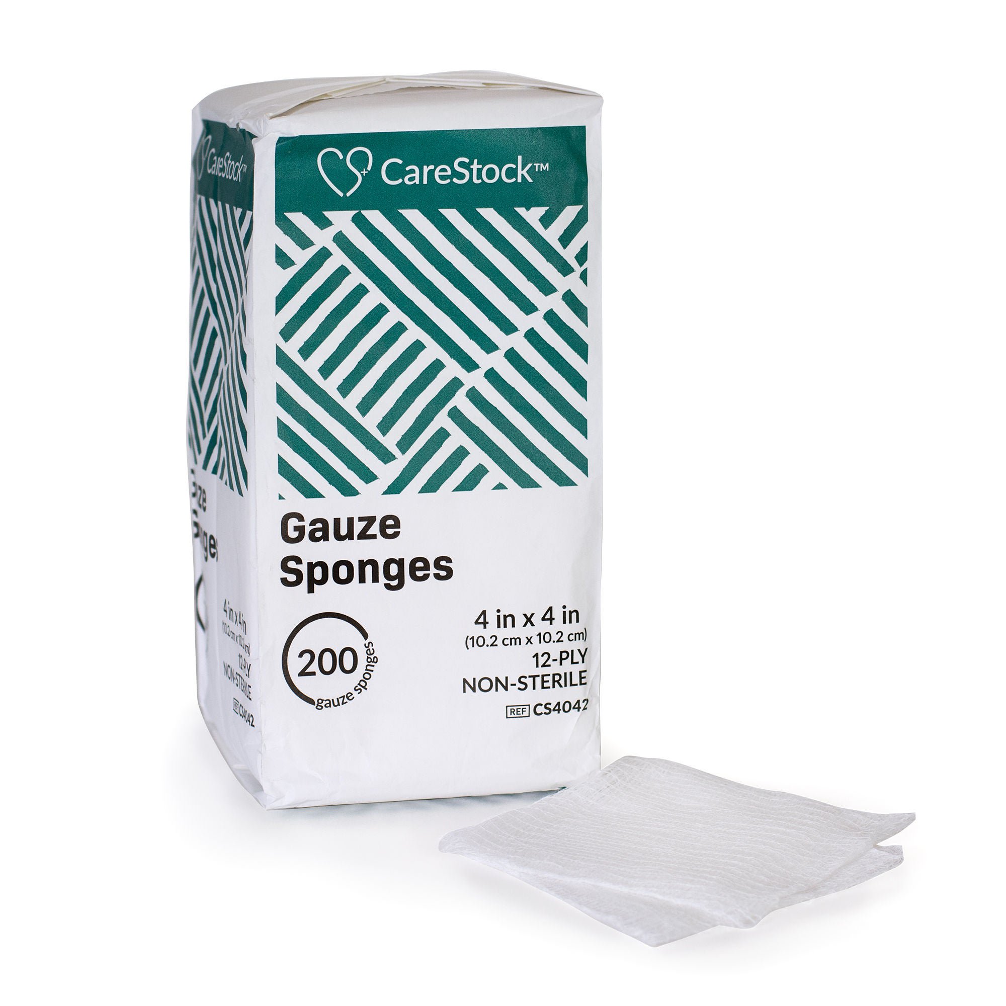 CareStock™ Gauze Sponge, 4 x 4 in. 12-Ply, Medical-Grade Cotton Wound Dressing