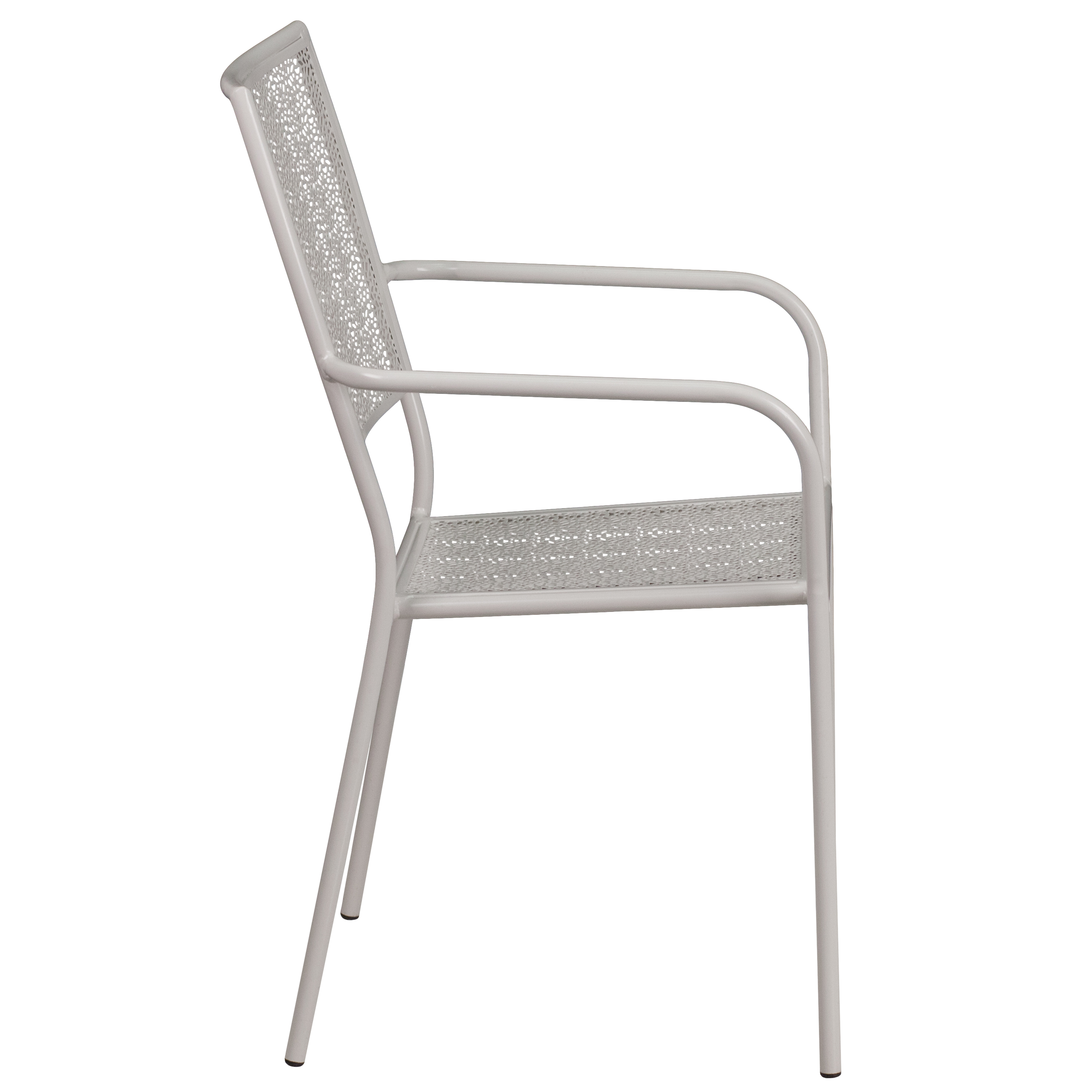 Commercial Grade Sky Blue Indoor-Outdoor Steel Patio Arm Chair with Square Back - Picture 57 of 61