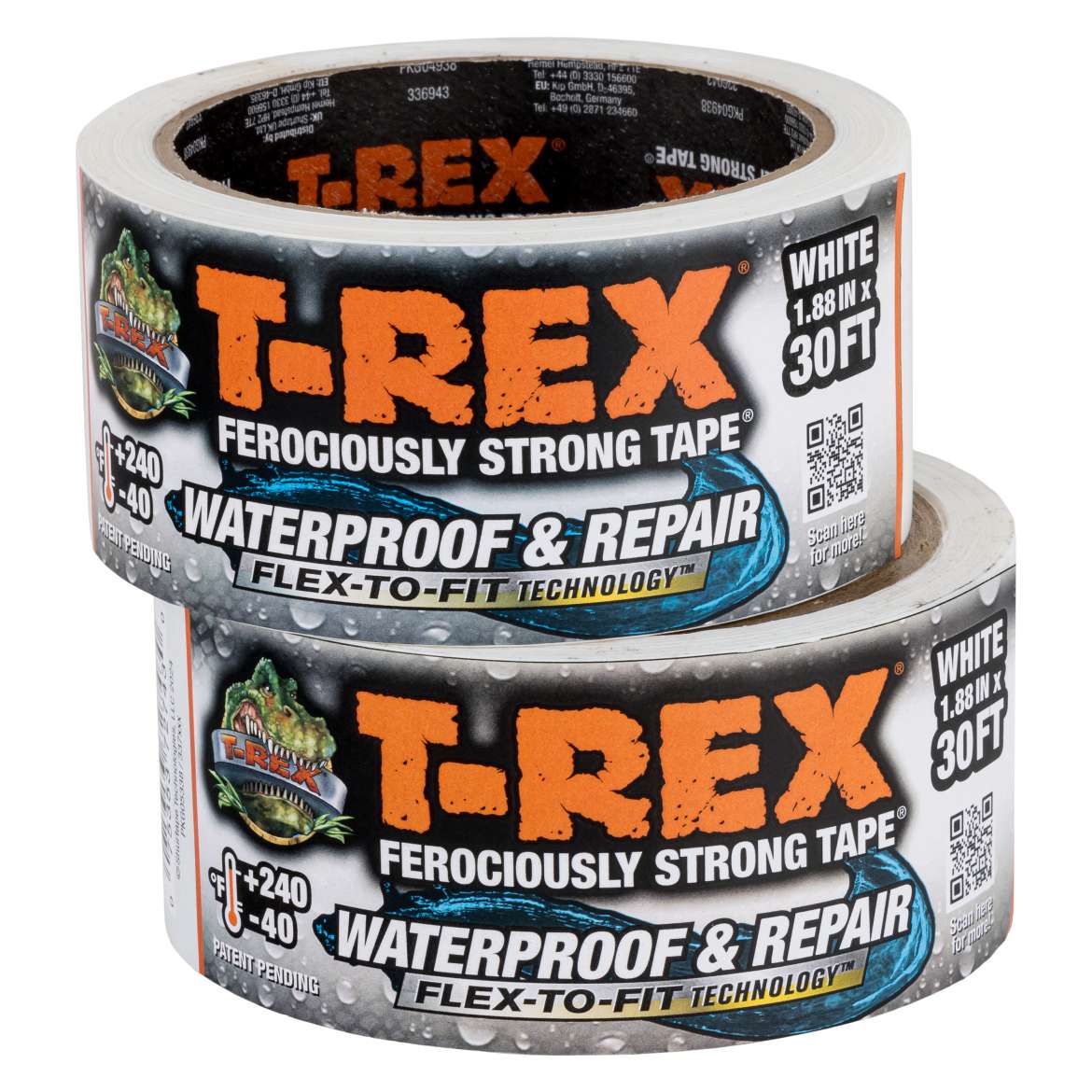 T-Rex® Ferociously Strong® Waterproof and Repair Tape – White, 2pk, 1.88 in. x 10 ft.