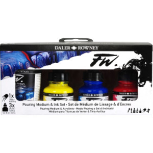 FW Acrylic Ink Pouring Set, Assorted Colors with Pouring Medium, 29.5ml, 4 Pieces