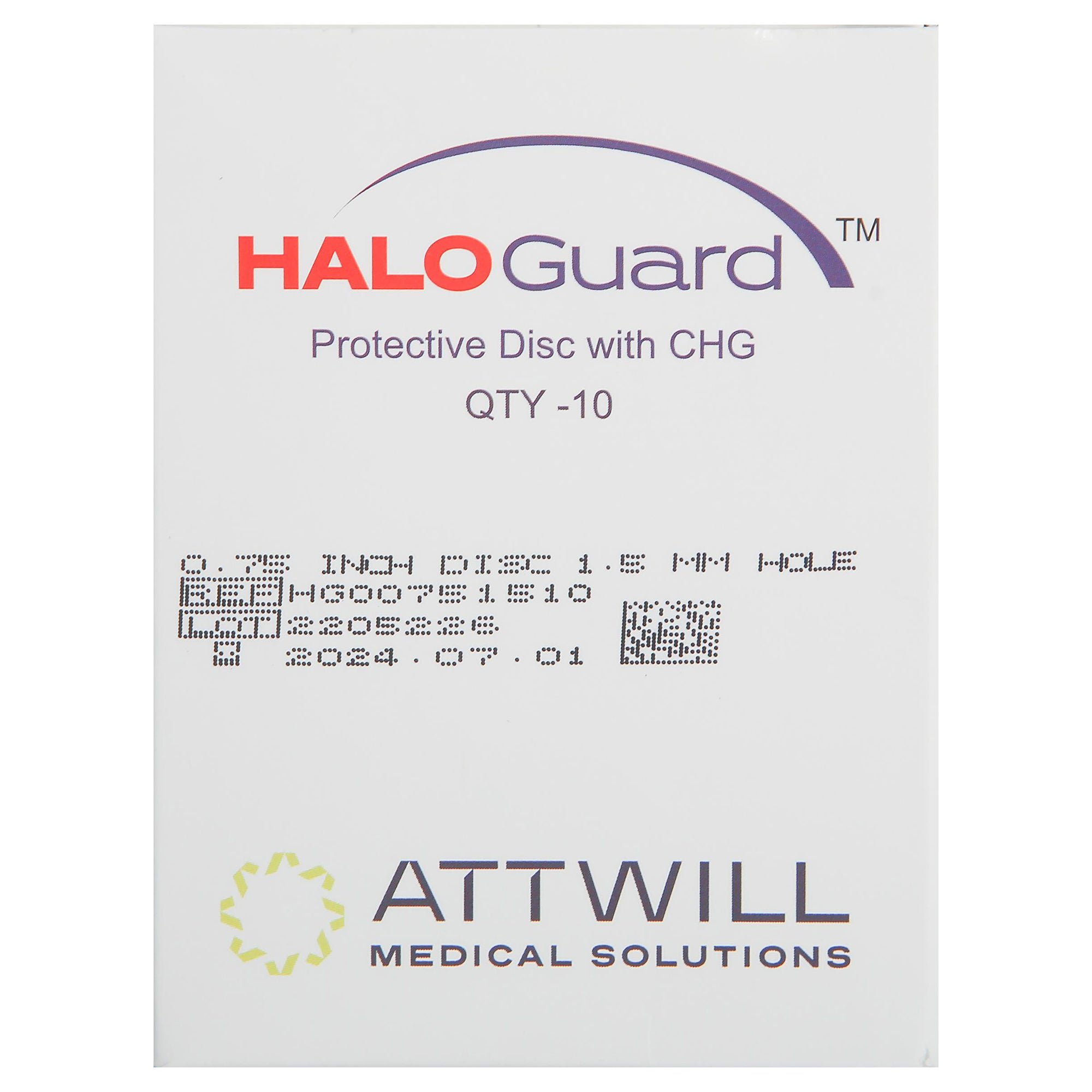 Attwill Medical Solutions Sterilflow LP DRESSING, ANTIM PROT DISC W/1.5MM HOLE 3/4" (10/BX 40BX/CS)