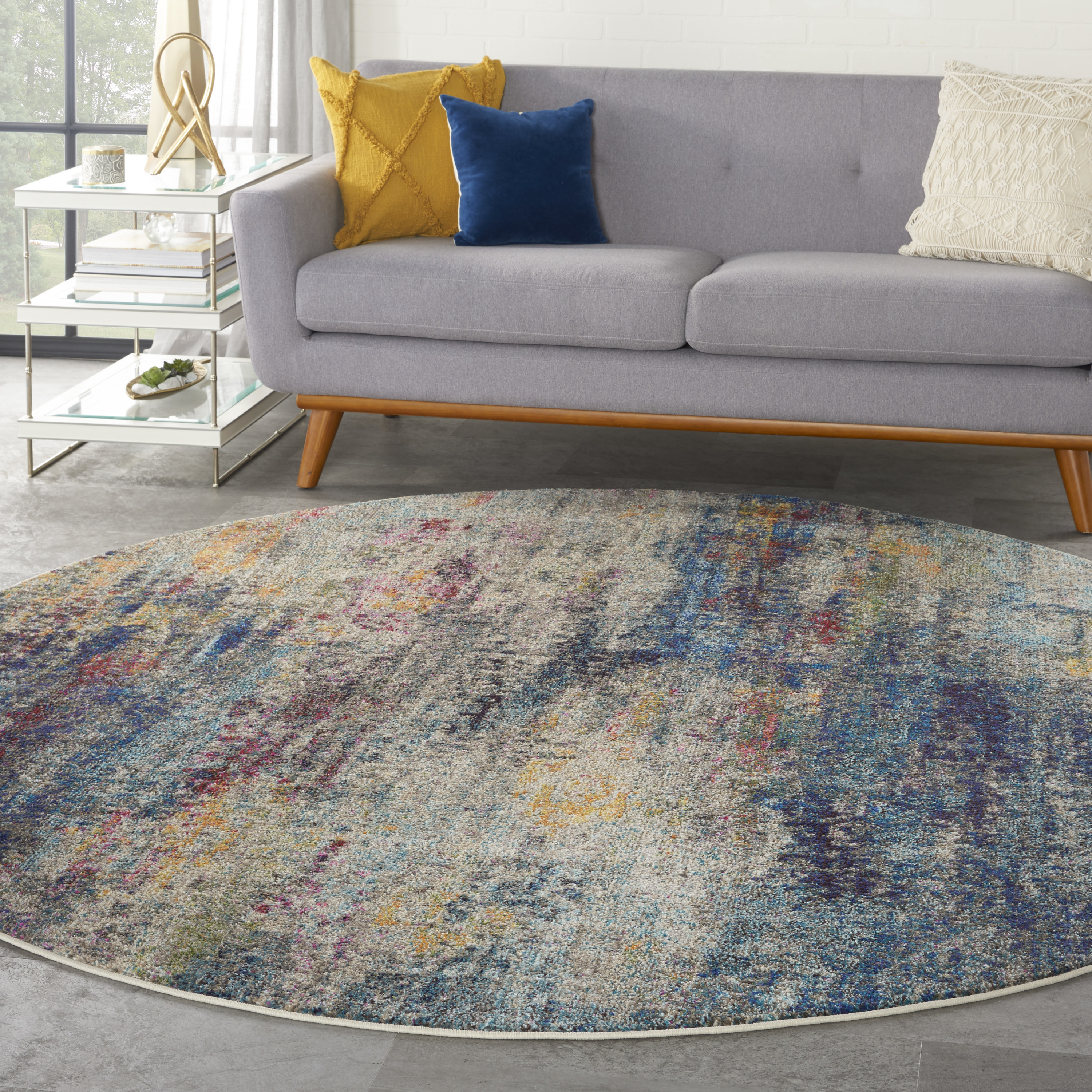 Nourison Celestial 7’10” x Round Multicolor Modern Indoor Rug