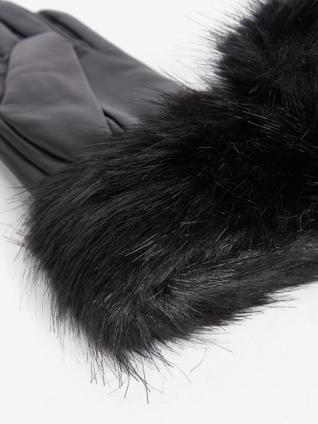 Faux-Fur Trimmed Leather Gloves Faux-Fur Trimmed Leather Gloves