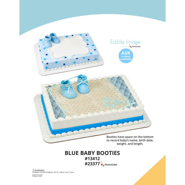 Blue Baby Booties The Magic of Cakes® PhotoCake® Enhanced Background and Icing Page