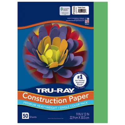 Tru-Ray Premium Heavyweight Construction Paper, Festive Green, 9"x 12", 50 Sheets