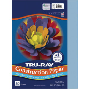 Construction Paper, Heavyweight, Sky Blue, 9" x 12", 50 Sheets