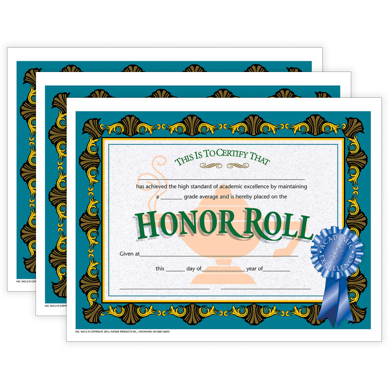 Honor Roll Certificate, 30 Per Pack, 3 Packs