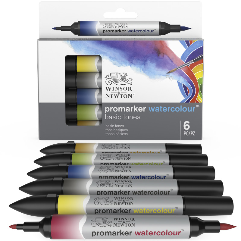Promarker™ Watercolor, Basic Tones, Set of 6