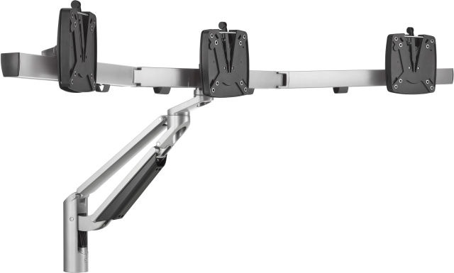 The Novus CLU Plus X3 monitor arm without base mount in silver.