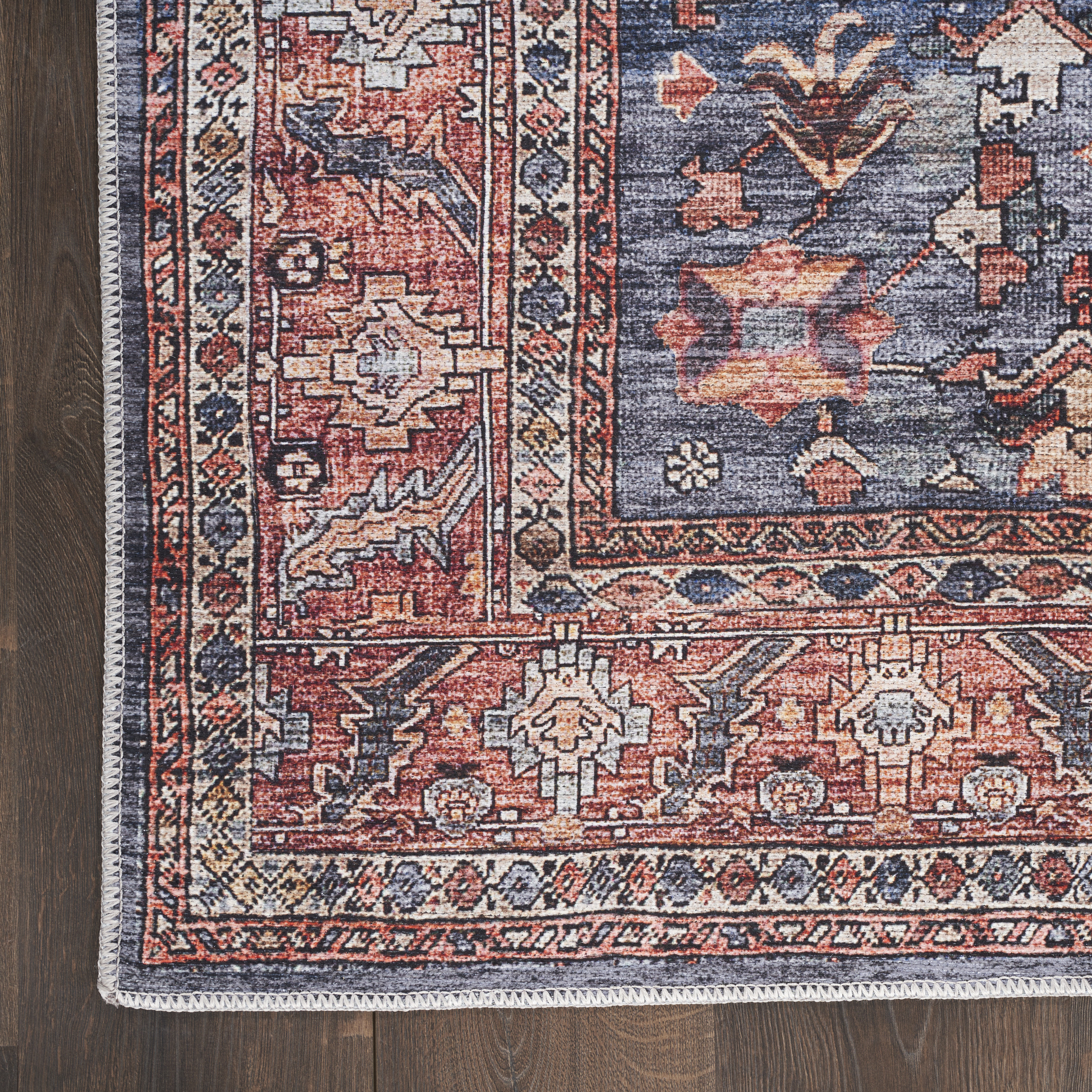Nourison Grand Washables 4' x 6' Navy Brick Vintage Indoor Rug