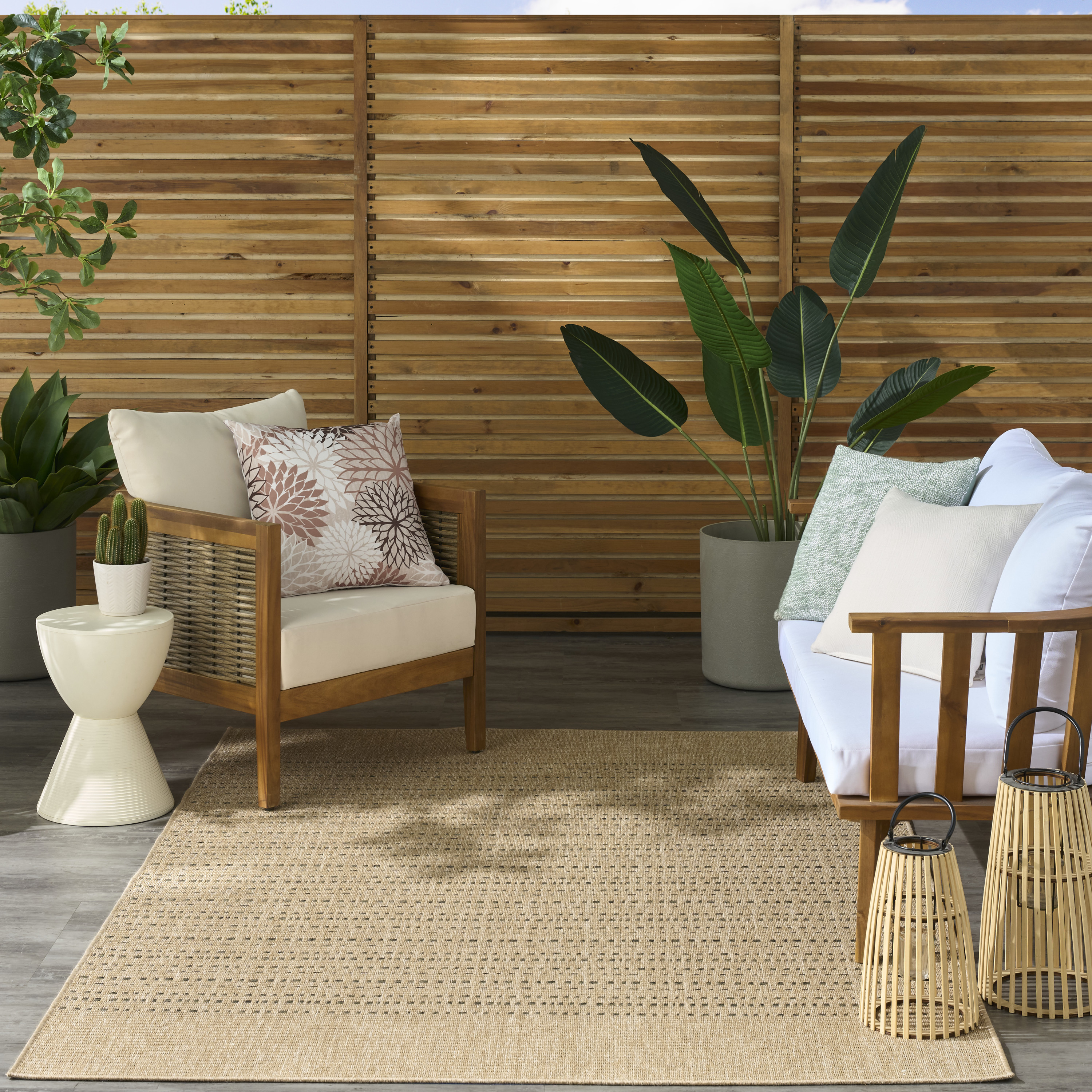 Nourison Tulum 5'3" x 7' Taupe Outdoor Rug