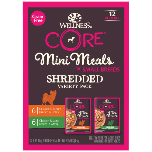 Wellness CORE Mini Meals Shredded Variety Pack Front packaging
