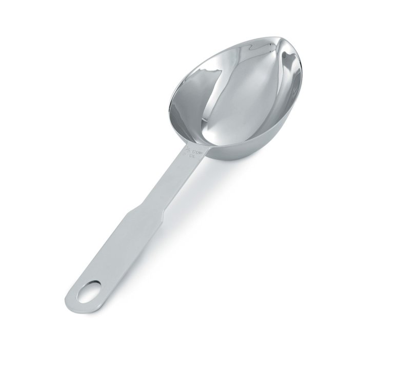 1/3-cup oval heavy-duty stainless steel measuring scoop