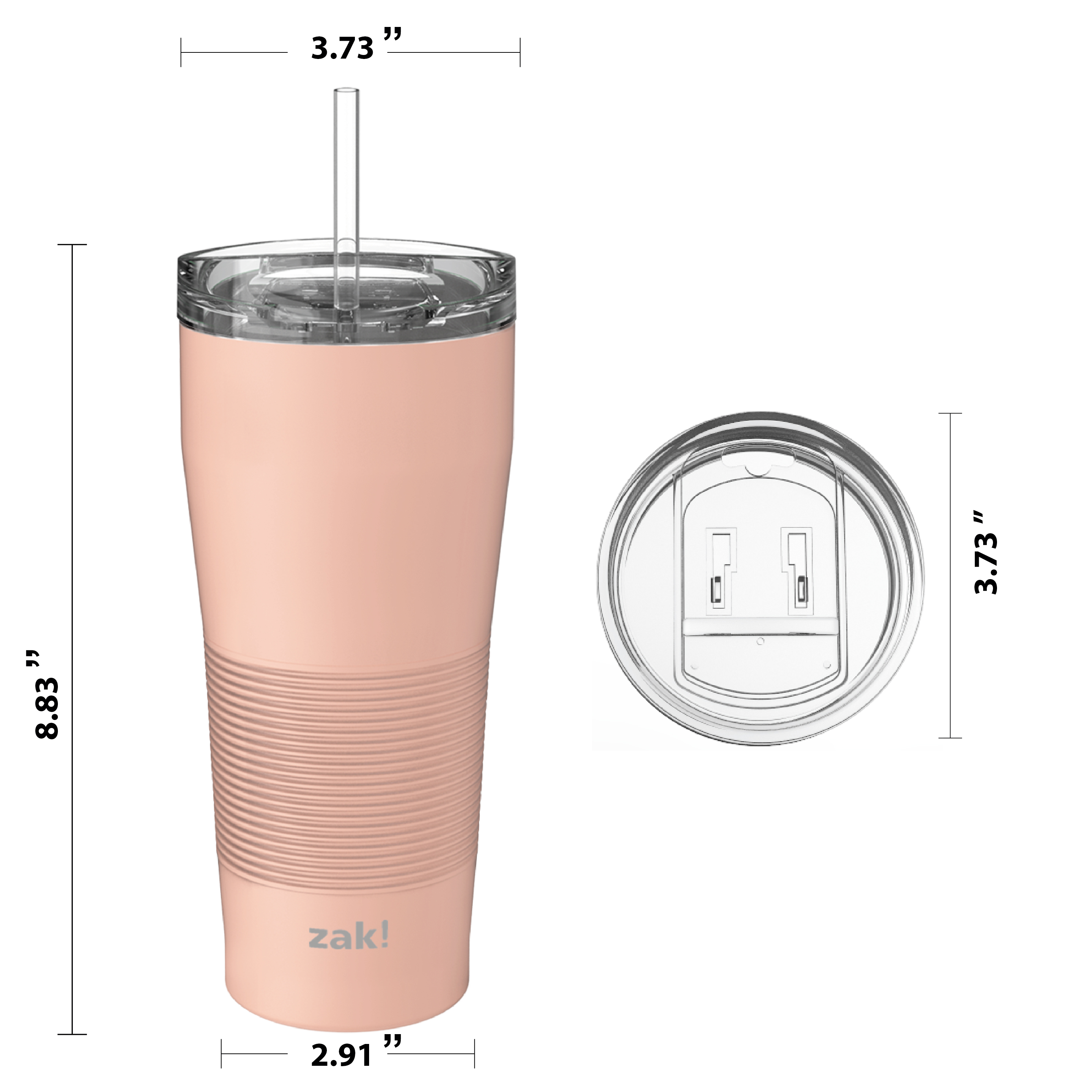 Zak Hydration 28 ounce Stainless Steel Vacuum Insulated Tumbler with Straw, Misty Rose slideshow image 5