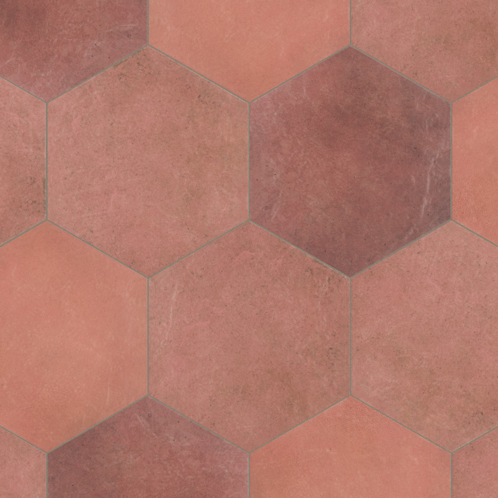 Heritage Hex Wine 7x8 Hexagon Porcelain Floor and Wall Digital Pattern