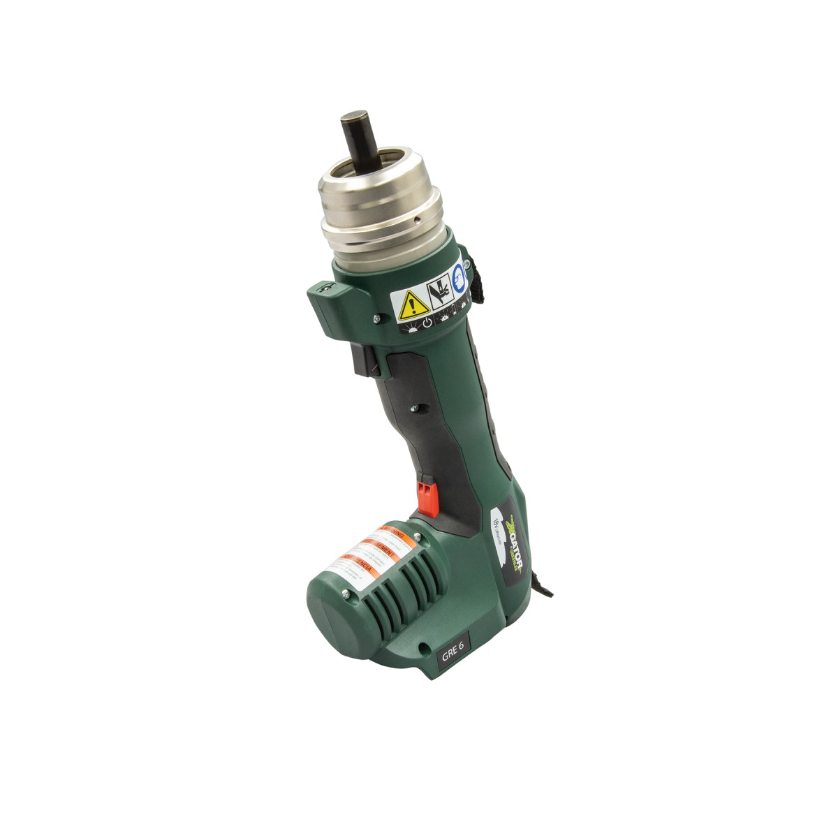 Base GRE-6 Multi-tool. Interchangeable heads allow for the tool to be customized to meet individual needs - cut wire, and crimp lugs with one tool. Inline design for easy, one-handed operation. 360 degree head rotation enables maneuverability in tight spaces. Built-in sensors and LED indicators ensure tool performance, monitor battery life and indicate when the tool requires service. 3-in-1 tool saves valuable cargo space and eliminates trips back and forth to the truck searching for different tools
