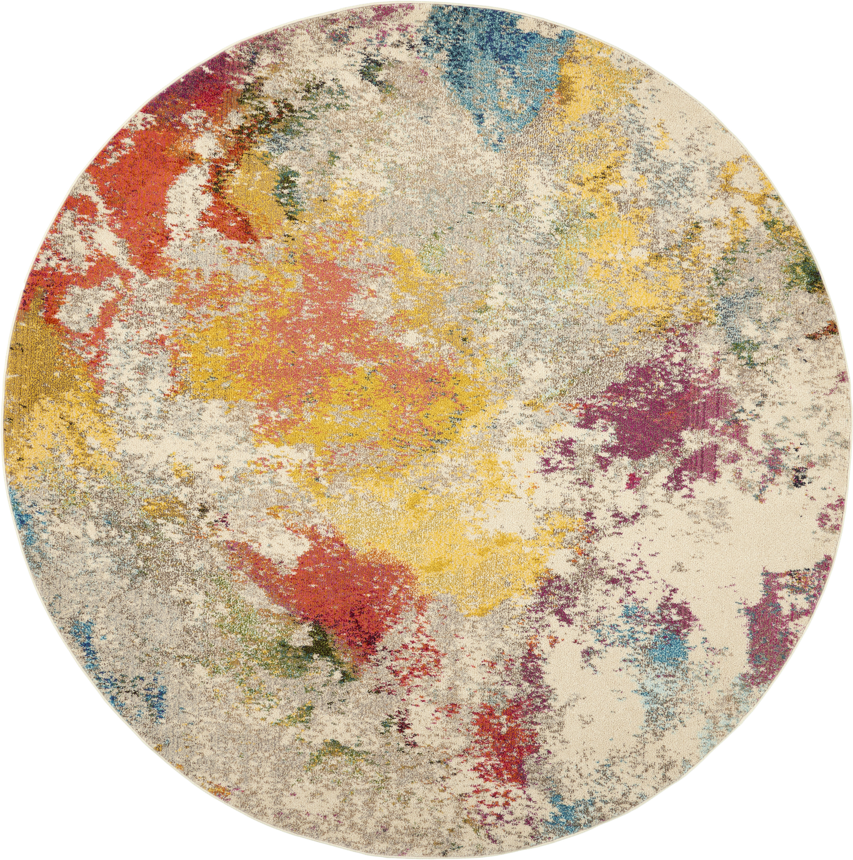 Nourison Celestial 7’10” x Round Ivory Multicolor Modern & Contemporary Indoor Rug