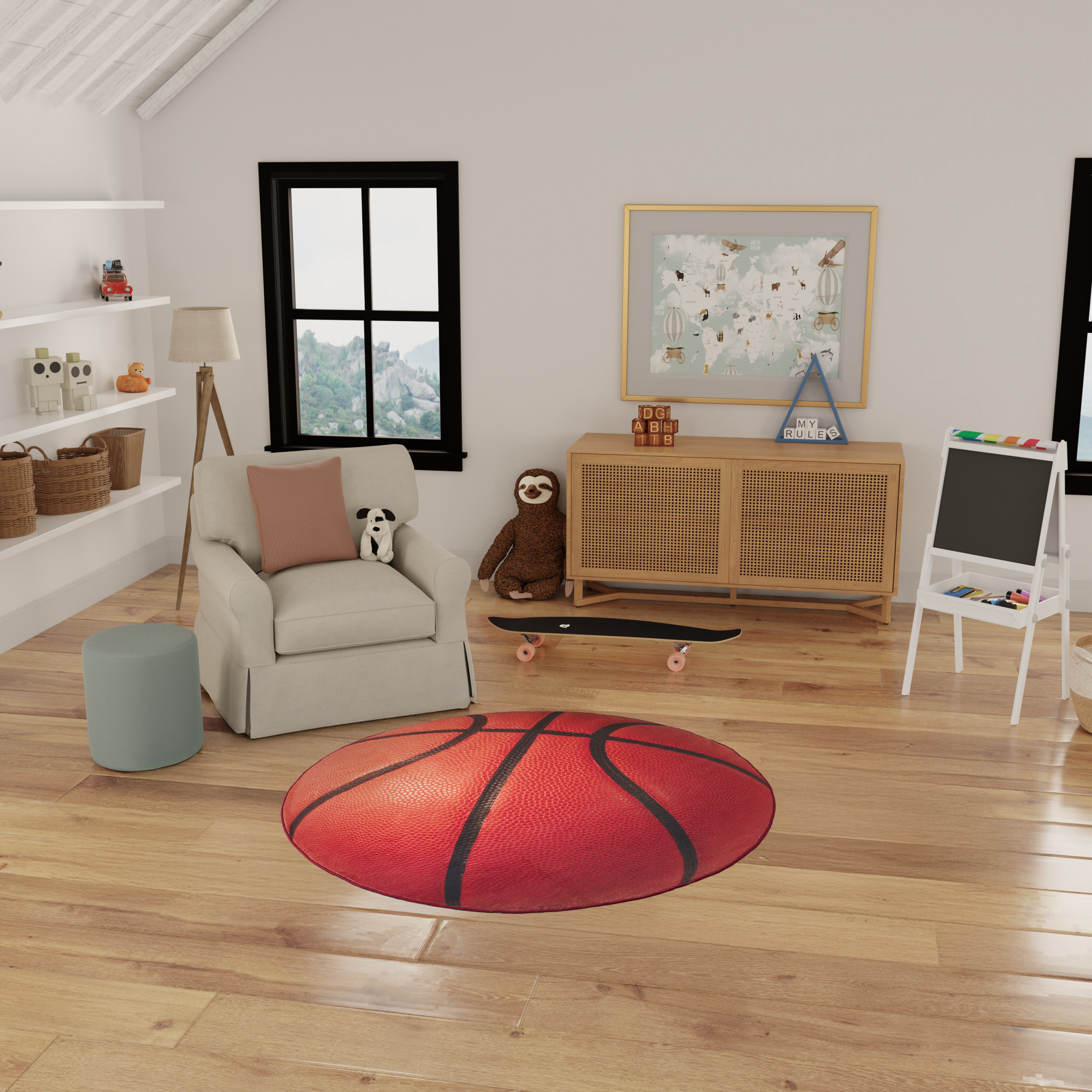 Nourison Imagination 5' x Round Orange Kids Indoor Rug