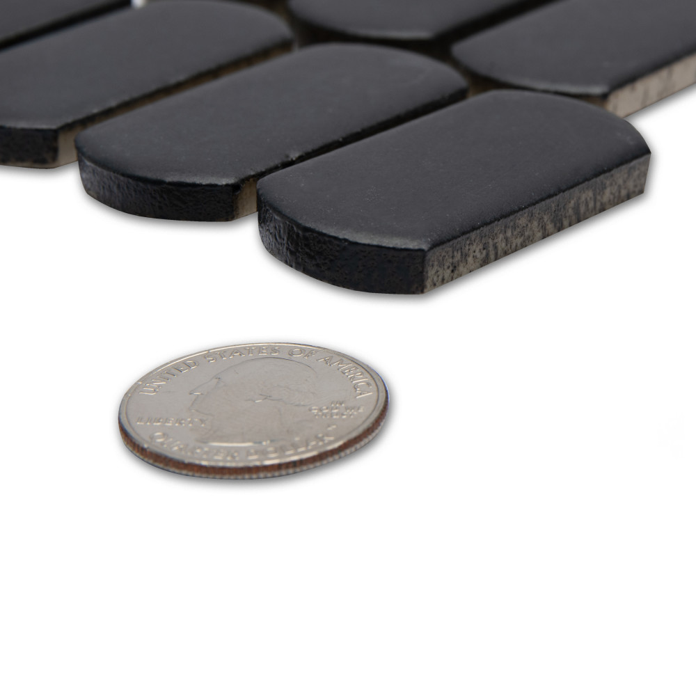 Hudson Capsule Matte Black 12-1/4 in. x 13-1/8 in. Porcelain Mosaic Tile