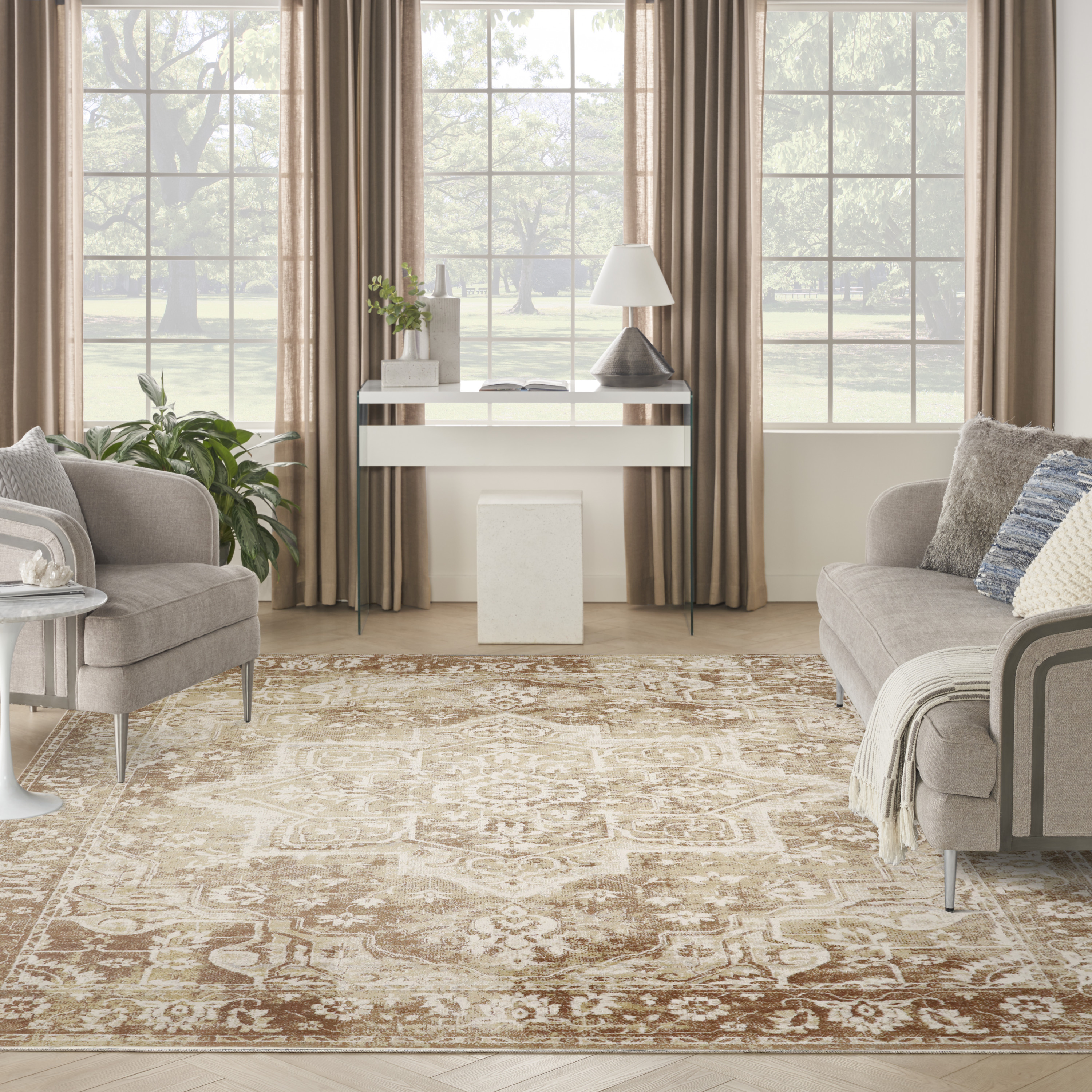 Nourison Astra Machine Washable 10' x 14' Rust Vintage Indoor Rug
