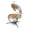 6-quart Intrigue® round stainless steel induction chafer with brass trim