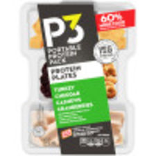 P3 Portable Protein Pack Protein Plate Turkey, Cashews, Cheddar Cheese Cranberries, 3.2 oz Tray