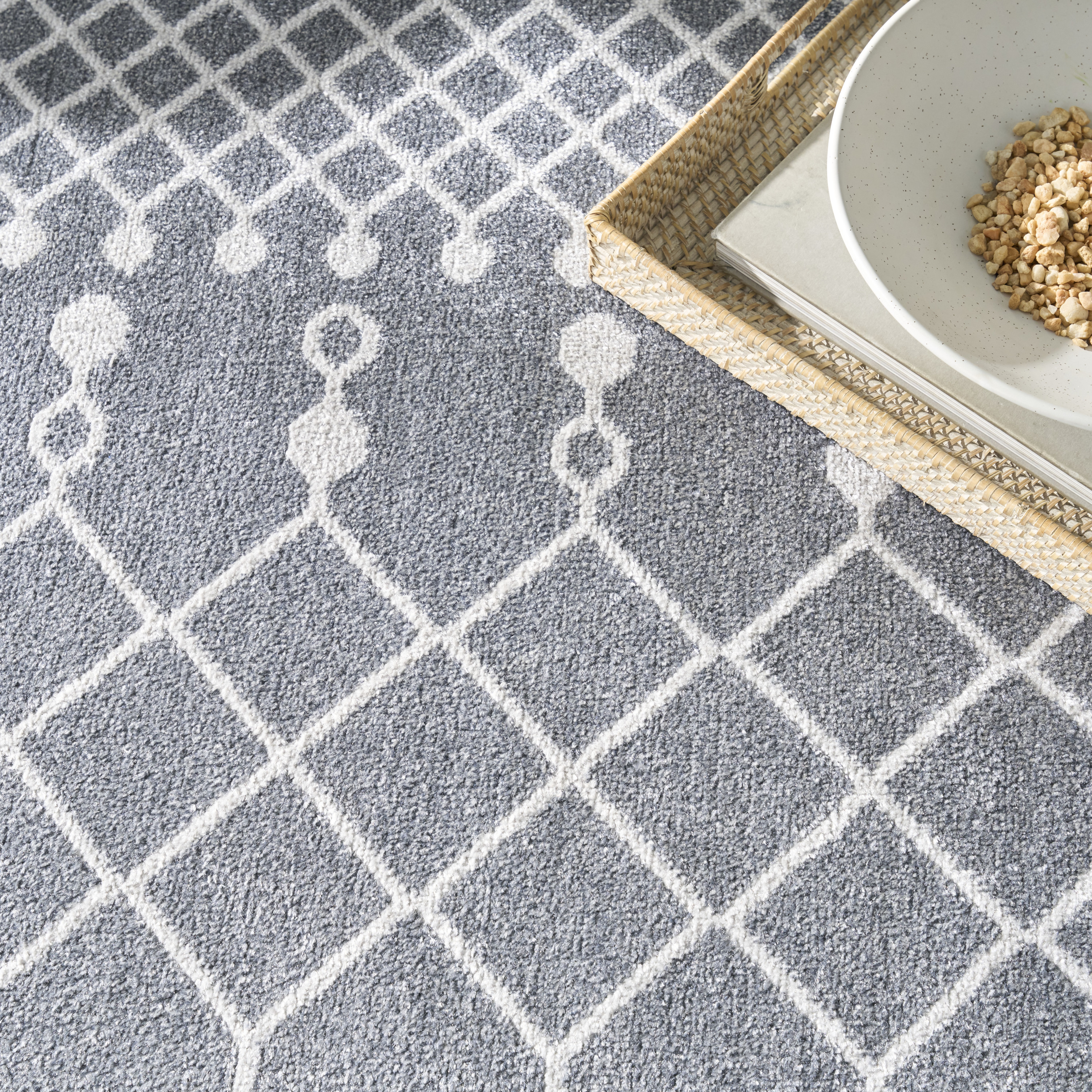 Nourison Astra Machine Washable 6'7" x 9' Denim Bohemian Indoor Rug
