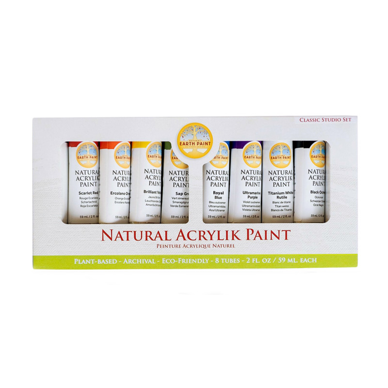 Natural Acrylik Paint, Heavy Body, Classic Studio Colors, 2 oz, Set of 8